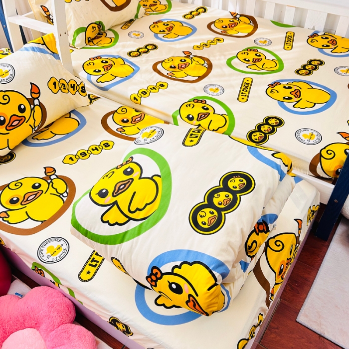 91家纺网 家纺一手货源 找家纺 小虾米 2023新款上下铺小黄鸭系列全棉被套 萌鸭一族