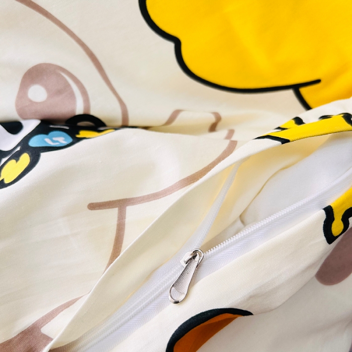 91家纺网 家纺一手货源 找家纺 小虾米 2023新款上下铺小黄鸭系列全棉被套 心想事成鸭