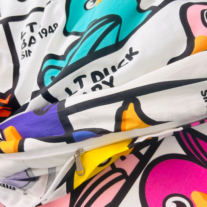 91家纺网 家纺一手货源 找家纺 小虾米 2023新款上下铺小黄鸭系列全棉被套 摇滚鸭