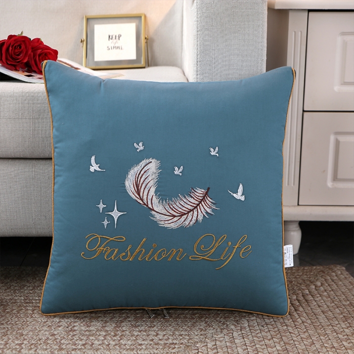 91家纺网 家纺一手货源 找家纺 （总）照世2023新款13372全棉简约羽毛系列抱枕被