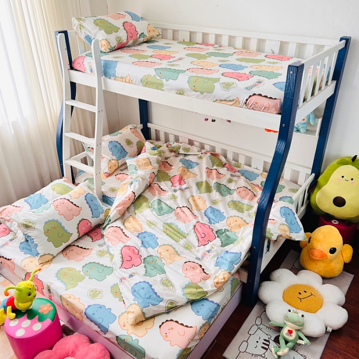 91家纺网 家纺一手货源 找家纺 小虾米 2023新款卡通系列全棉被套 活力恐龙