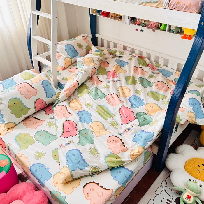 91家纺网 家纺一手货源 找家纺 小虾米 2023新款卡通系列全棉被套 活力恐龙