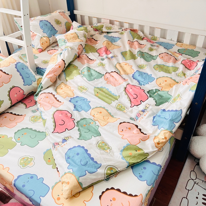 91家纺网 家纺一手货源 找家纺 小虾米 2023新款卡通系列全棉被套 活力恐龙