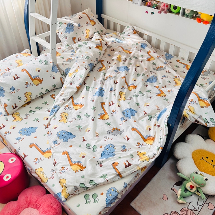 91家纺网 家纺一手货源 找家纺 小虾米 2023新款卡通系列全棉被套 恐龙仔仔