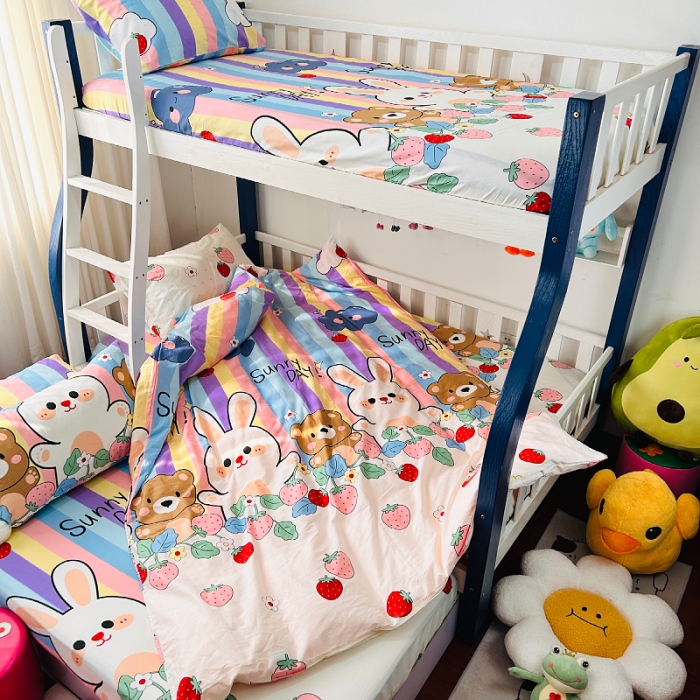 91家纺网 家纺一手货源 找家纺 小虾米 2023新款卡通系列全棉被套 天真小兔