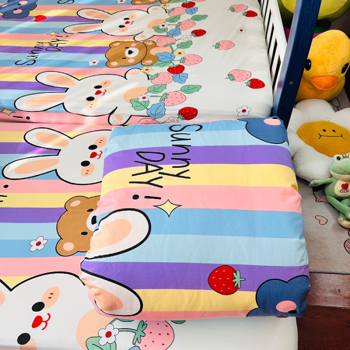 91家纺网 家纺一手货源 找家纺 小虾米 2023新款卡通系列全棉被套 天真小兔