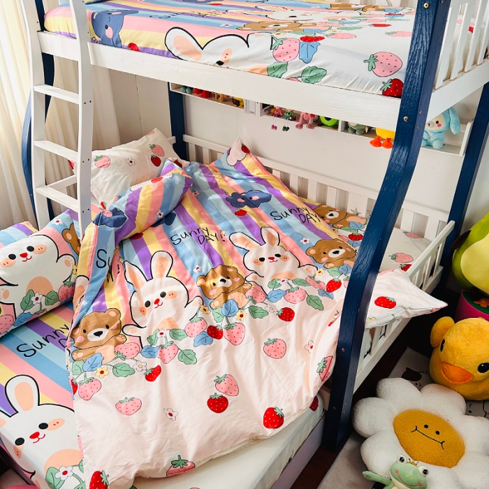91家纺网 家纺一手货源 找家纺 小虾米 2023新款卡通系列全棉被套 天真小兔