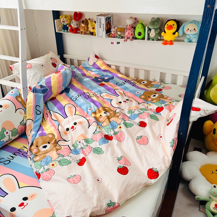 91家纺网 家纺一手货源 找家纺 小虾米 2023新款卡通系列全棉被套 天真小兔