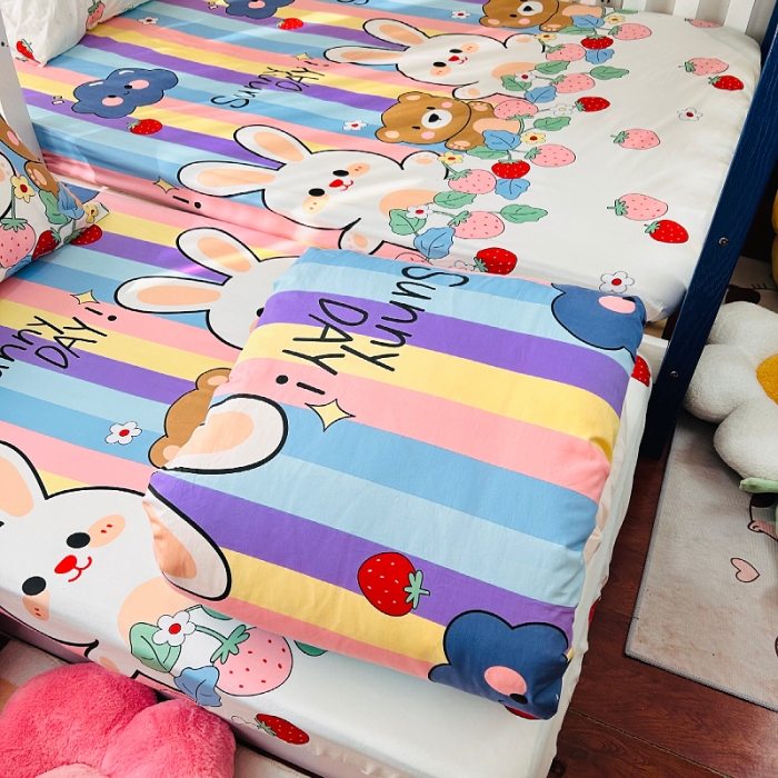 91家纺网 家纺一手货源 找家纺 小虾米 2023新款卡通系列全棉被套 天真小兔