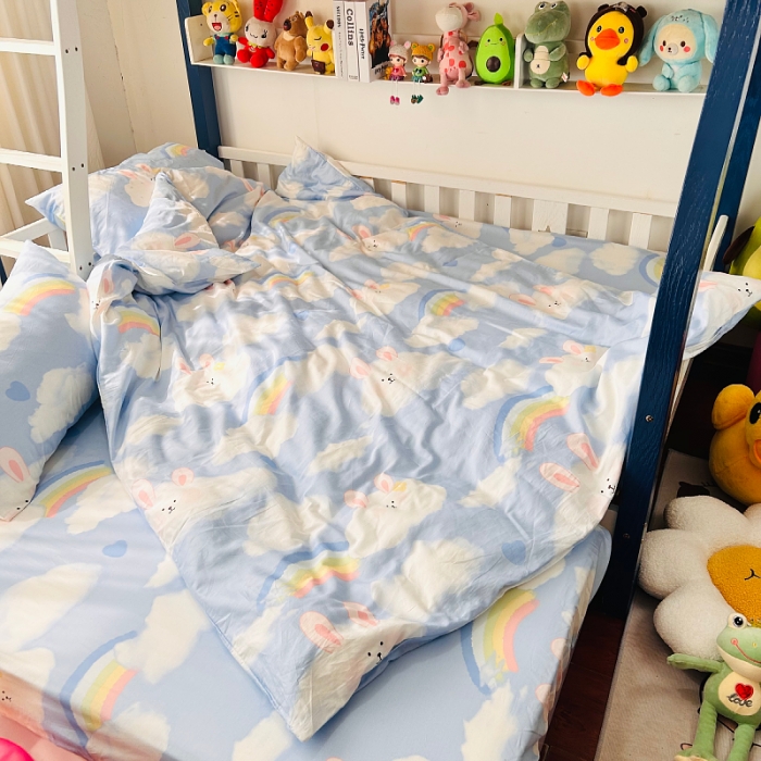 91家纺网 家纺一手货源 找家纺 小虾米 2023新款卡通系列全棉被套 阳光彩虹