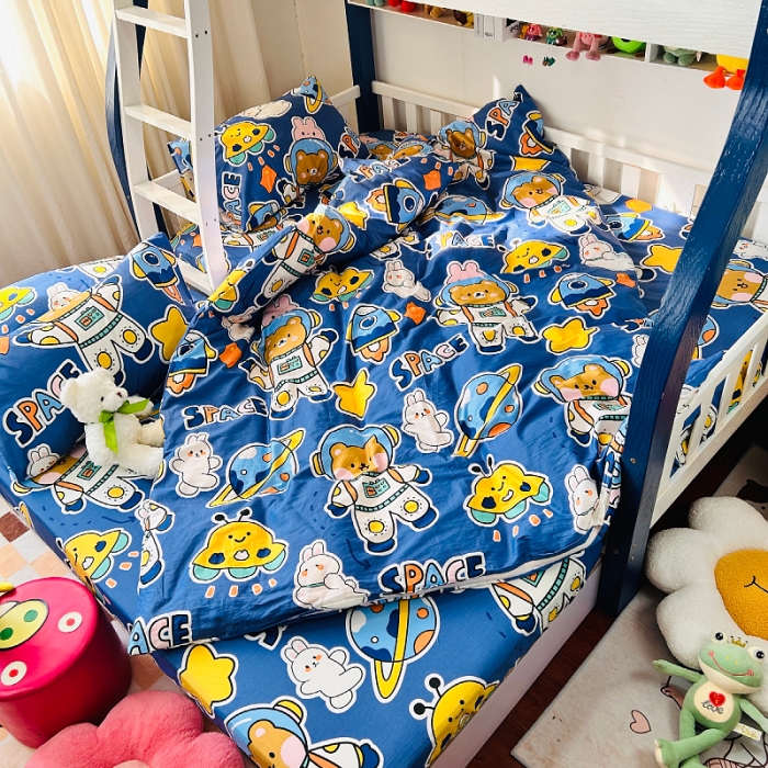91家纺网 家纺一手货源 找家纺 小虾米 2023新款卡通系列全棉被套 宇宙空间站