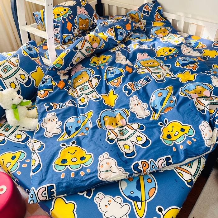91家纺网 家纺一手货源 找家纺 小虾米 2023新款卡通系列全棉被套 宇宙空间站