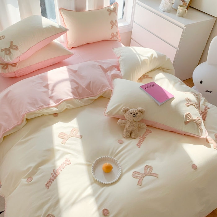 91家纺网 家纺一手货源 找家纺 （总）蜜柚 2024新款全棉三角针毛巾绣四件套