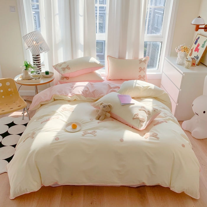 91家纺网 家纺一手货源 找家纺 （总）蜜柚 2024新款全棉三角针毛巾绣四件套