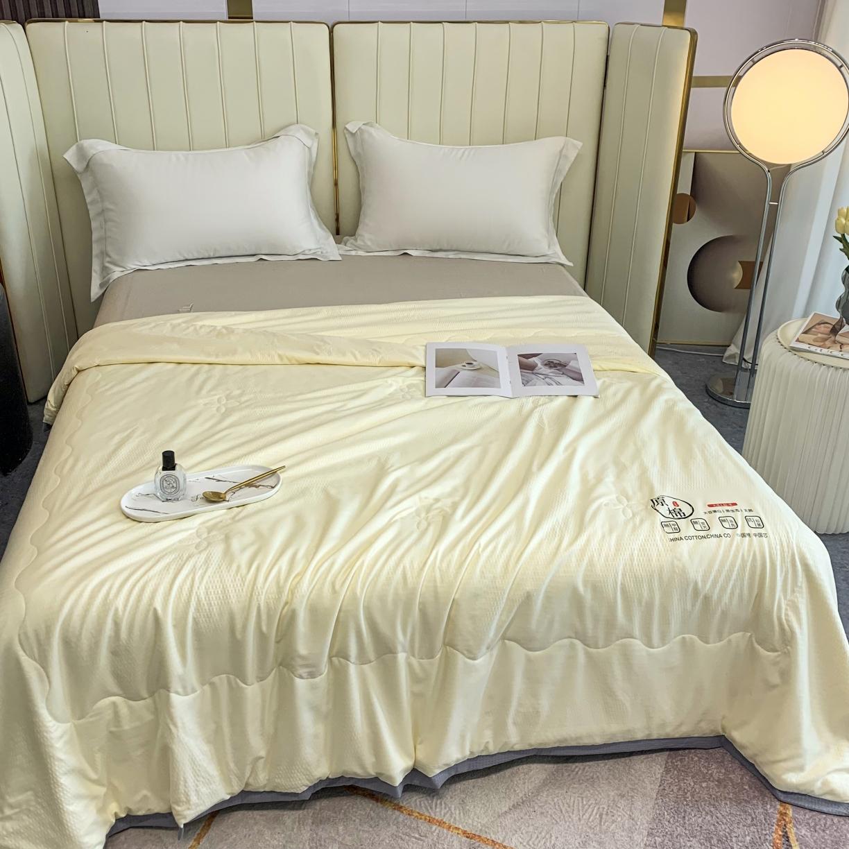 91家纺网 家纺一手货源 找家纺 爱宝 2025新款泡泡纱夏被 泡泡纱-米黄