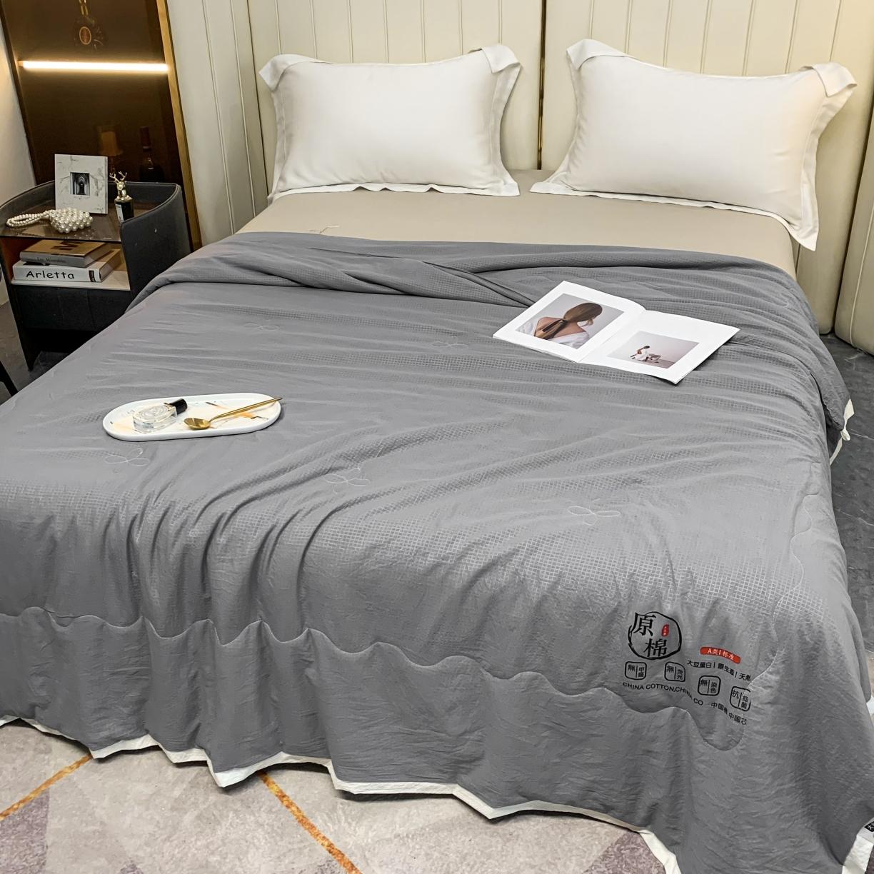 91家纺网 家纺一手货源 找家纺 爱宝 2025新款泡泡纱夏被 泡泡纱-灰色