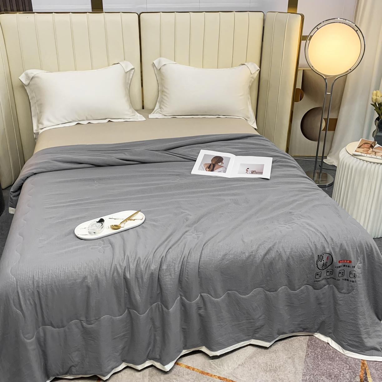 91家纺网 家纺一手货源 找家纺 爱宝 2025新款泡泡纱夏被 泡泡纱-灰色
