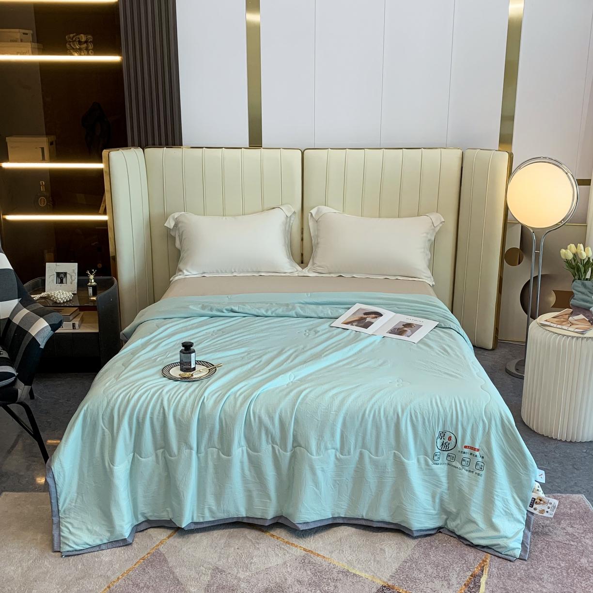 91家纺网 家纺一手货源 找家纺 爱宝 2025新款泡泡纱夏被 泡泡纱-水绿