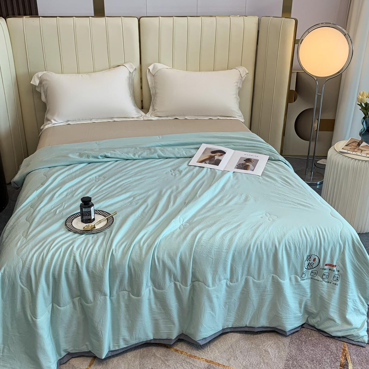 91家纺网 家纺一手货源 找家纺 爱宝 2025新款泡泡纱夏被 泡泡纱-水绿