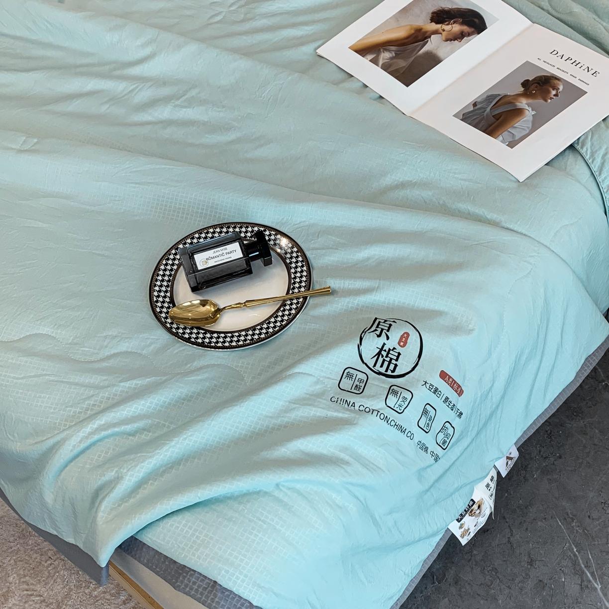 91家纺网 家纺一手货源 找家纺 爱宝 2025新款泡泡纱夏被 泡泡纱-水绿