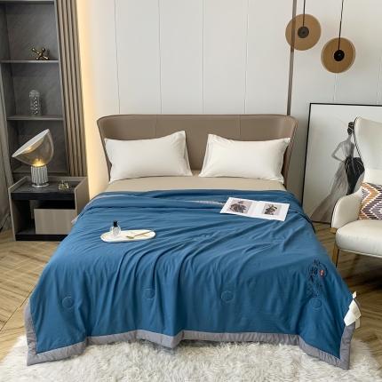 91家纺网 家纺一手货源 找家纺 2025爱宝被业手包边原棉被直播夏凉被 蓝色