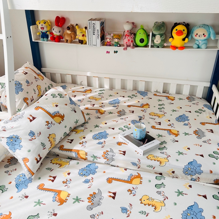 91家纺网 家纺一手货源 找家纺 小虾米 2023新款卡通系列全棉床笠（可定制） 恐龙仔仔