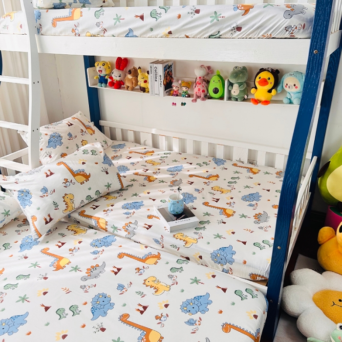 91家纺网 家纺一手货源 找家纺 小虾米 2023新款卡通系列全棉床笠（可定制） 恐龙仔仔