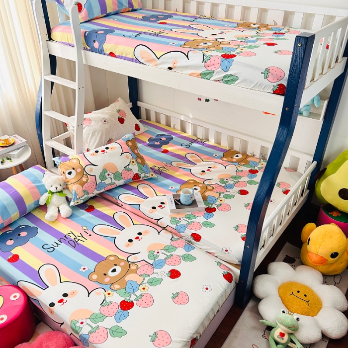 91家纺网 家纺一手货源 找家纺 小虾米 2023新款卡通系列全棉床笠（可定制） 天真小兔