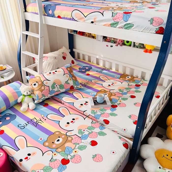 91家纺网 家纺一手货源 找家纺 小虾米 2023新款卡通系列全棉床笠（可定制） 天真小兔