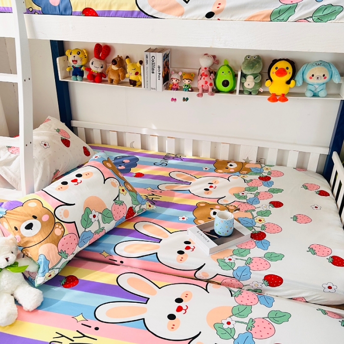 91家纺网 家纺一手货源 找家纺 小虾米 2023新款卡通系列全棉床笠（可定制） 天真小兔