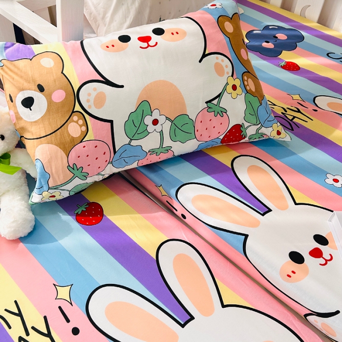 91家纺网 家纺一手货源 找家纺 小虾米 2023新款卡通系列全棉床笠（可定制） 天真小兔