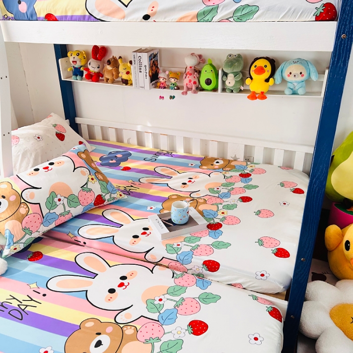 91家纺网 家纺一手货源 找家纺 小虾米 2023新款卡通系列全棉床笠（可定制） 天真小兔