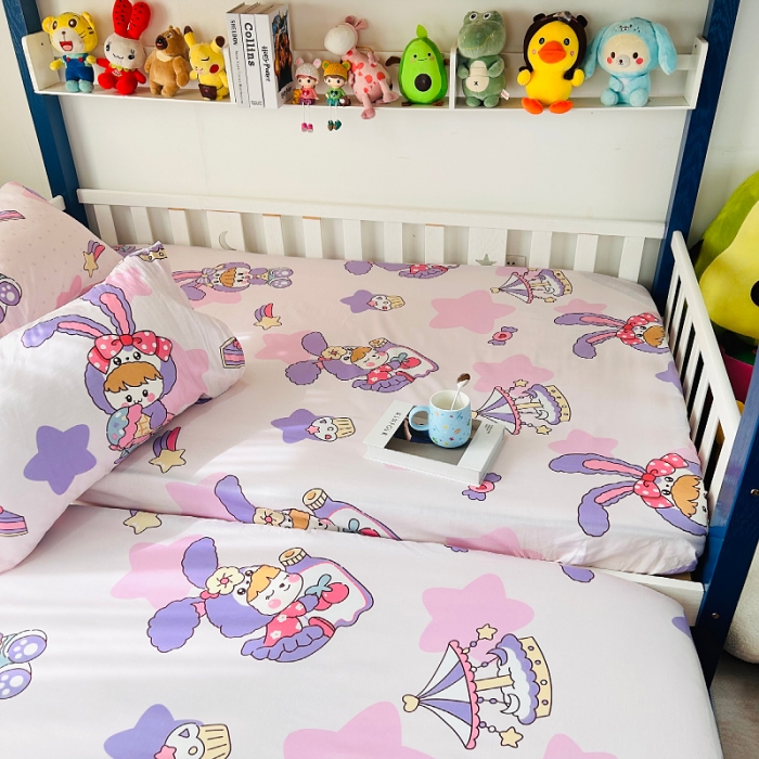 91家纺网 家纺一手货源 找家纺 小虾米 2023新款卡通系列全棉床笠（可定制） 甜睡兔宝