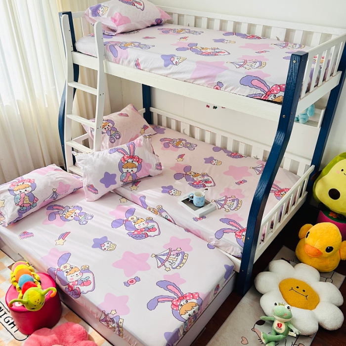 91家纺网 家纺一手货源 找家纺 小虾米 2023新款卡通系列全棉床笠（可定制） 甜睡兔宝