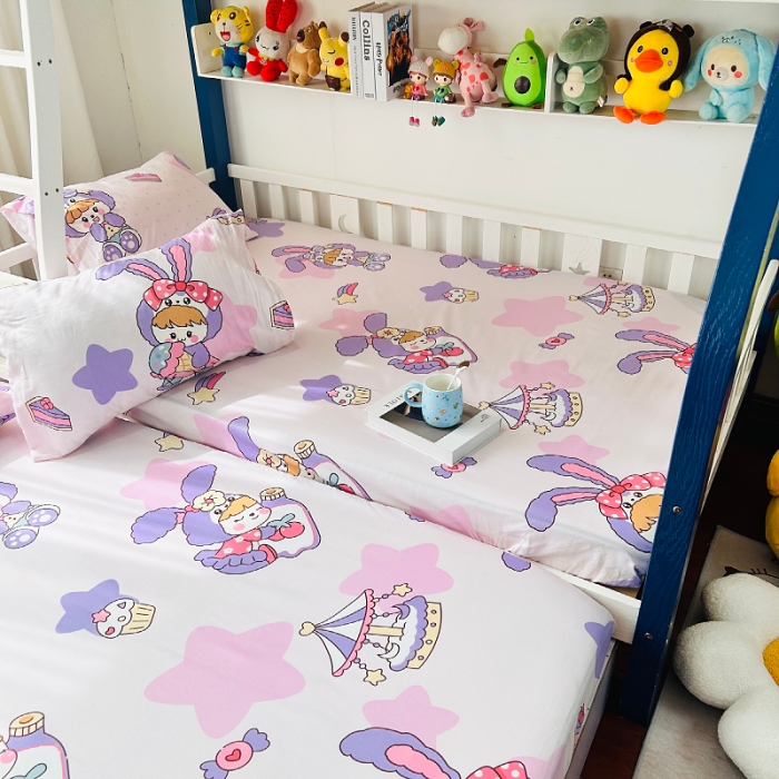 91家纺网 家纺一手货源 找家纺 小虾米 2023新款卡通系列全棉床笠（可定制） 甜睡兔宝