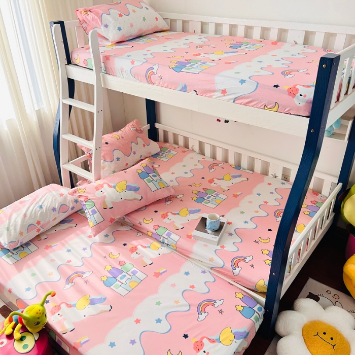 91家纺网 家纺一手货源 找家纺 小虾米 2023新款卡通系列全棉床笠（可定制） 甜甜的梦粉