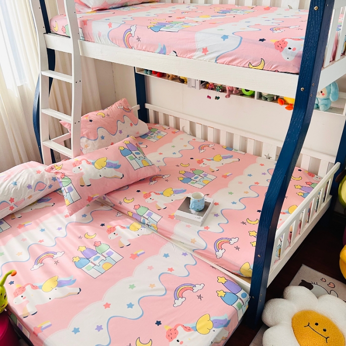 91家纺网 家纺一手货源 找家纺 小虾米 2023新款卡通系列全棉床笠（可定制） 甜甜的梦粉