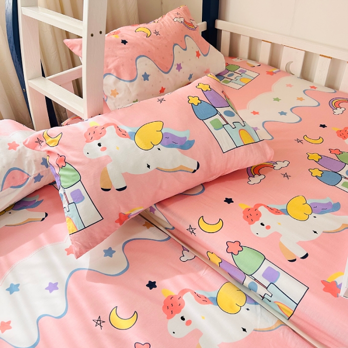 91家纺网 家纺一手货源 找家纺 小虾米 2023新款卡通系列全棉床笠（可定制） 甜甜的梦粉