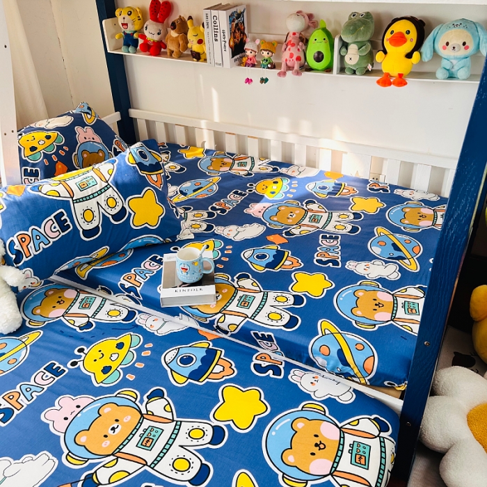 91家纺网 家纺一手货源 找家纺 小虾米 2023新款卡通系列全棉床笠（可定制） 宇宙空间站