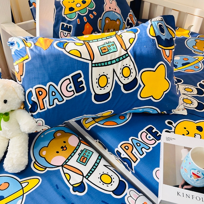 91家纺网 家纺一手货源 找家纺 小虾米 2023新款卡通系列全棉床笠（可定制） 宇宙空间站