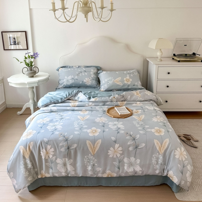 91家纺网 家纺一手货源 找家纺 优彩 2023新款60s莱赛尔天丝四件套 梦澜