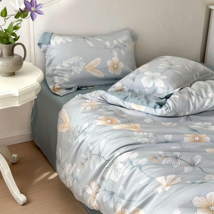 91家纺网 家纺一手货源 找家纺 优彩 2023新款60s莱赛尔天丝四件套 梦澜