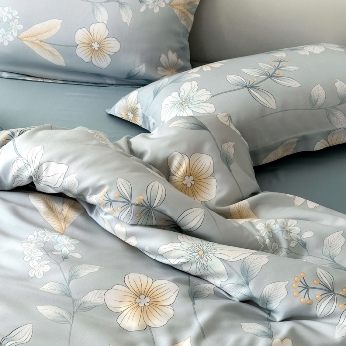 91家纺网 家纺一手货源 找家纺 优彩 2023新款60s莱赛尔天丝四件套 梦澜