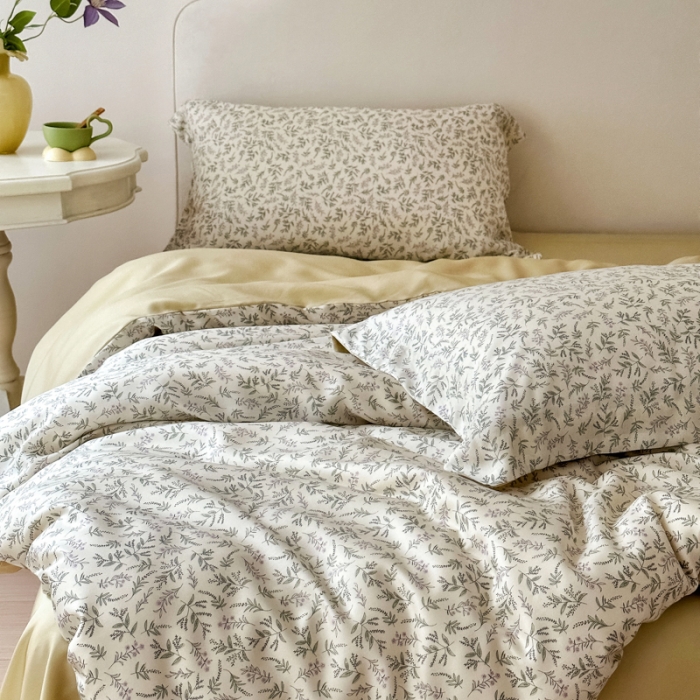 91家纺网 家纺一手货源 找家纺 优彩 2023新款60s莱赛尔天丝四件套 沐樱