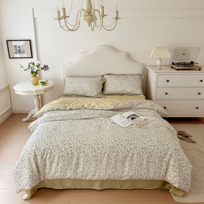 91家纺网 家纺一手货源 找家纺 优彩 2023新款60s莱赛尔天丝四件套 沐樱