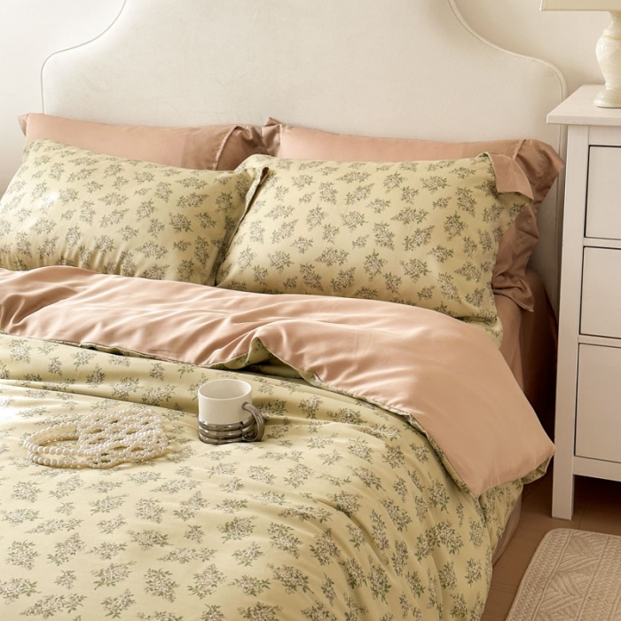 91家纺网 家纺一手货源 找家纺 优彩 2023新款60s莱赛尔天丝四件套 柠染