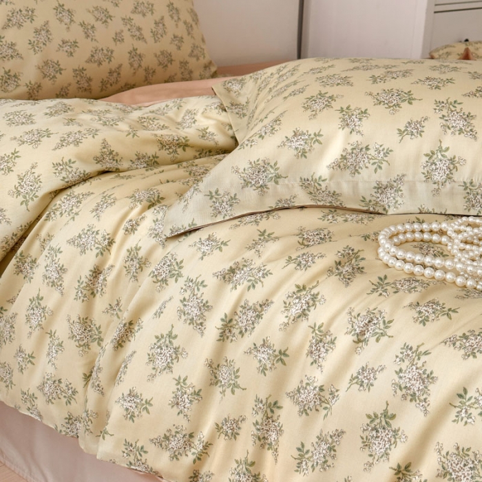 91家纺网 家纺一手货源 找家纺 优彩 2023新款60s莱赛尔天丝四件套 柠染