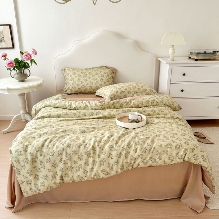 91家纺网 家纺一手货源 找家纺 优彩 2023新款60s莱赛尔天丝四件套 柠染