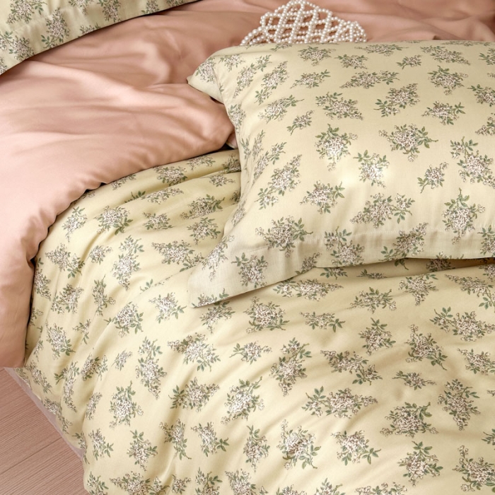 91家纺网 家纺一手货源 找家纺 优彩 2023新款60s莱赛尔天丝四件套 柠染