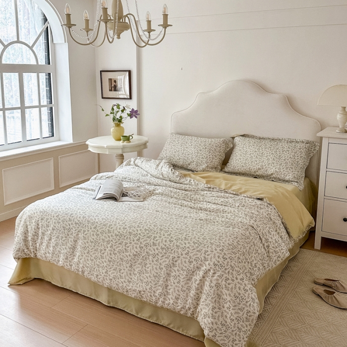 91家纺网 家纺一手货源 找家纺 优彩 2023新款60s莱赛尔天丝四件套 沐樱